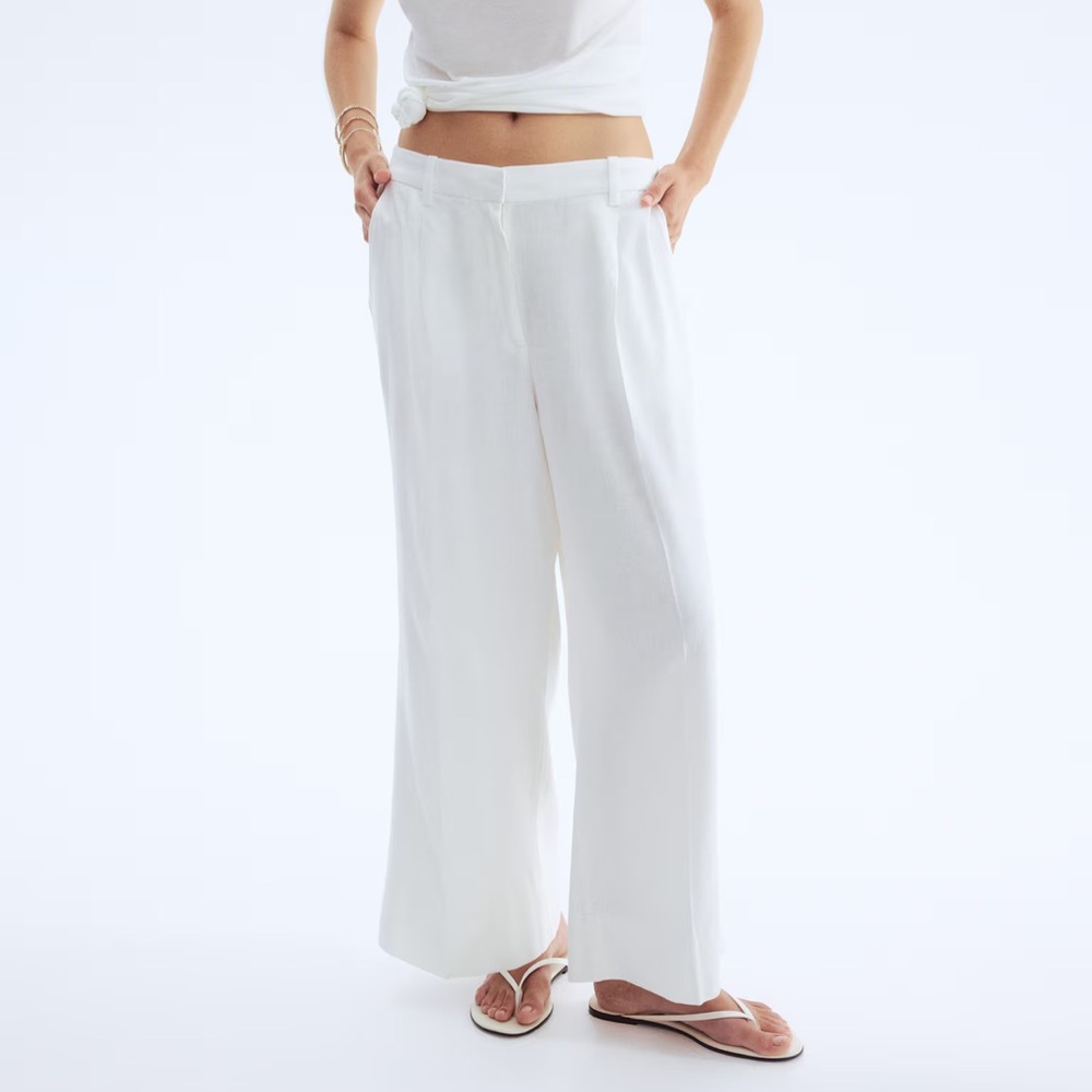 White H&M  Women's size 6  Wide-Leg linen Pants